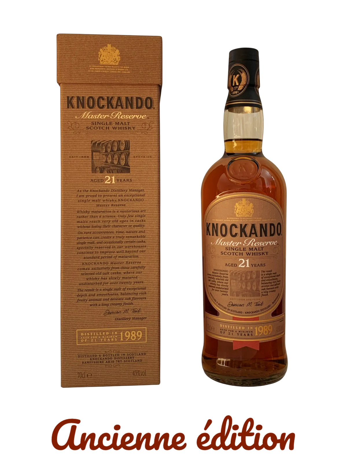 Knockando Master Reserve single malt Scotch whisky aged 21 years distilled in 1989
