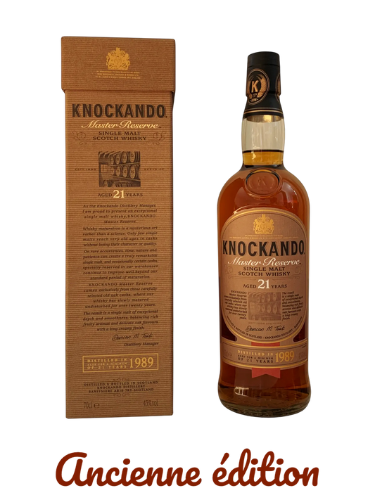 Knockando Master Reserve single malt Scotch whisky aged 21 years distilled in 1989