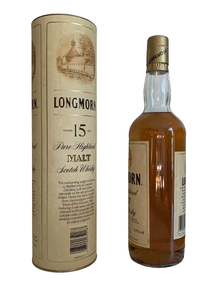 Longmorn 15 years old pure Highland malt Scotch whisky distilled by The Longmorn Distillery Company