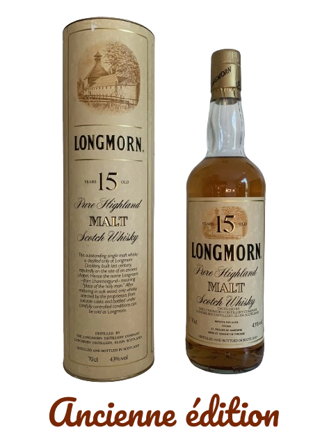 Longmorn 15 years old pure Highland malt Scotch whisky distilled by The Longmorn Distillery Company