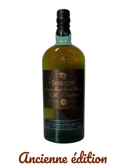 The Singleton single malt Scotch whisky of Dufftown matured for 18 years traditionally batch distilled perfectly balanced, naturally rich and smooth