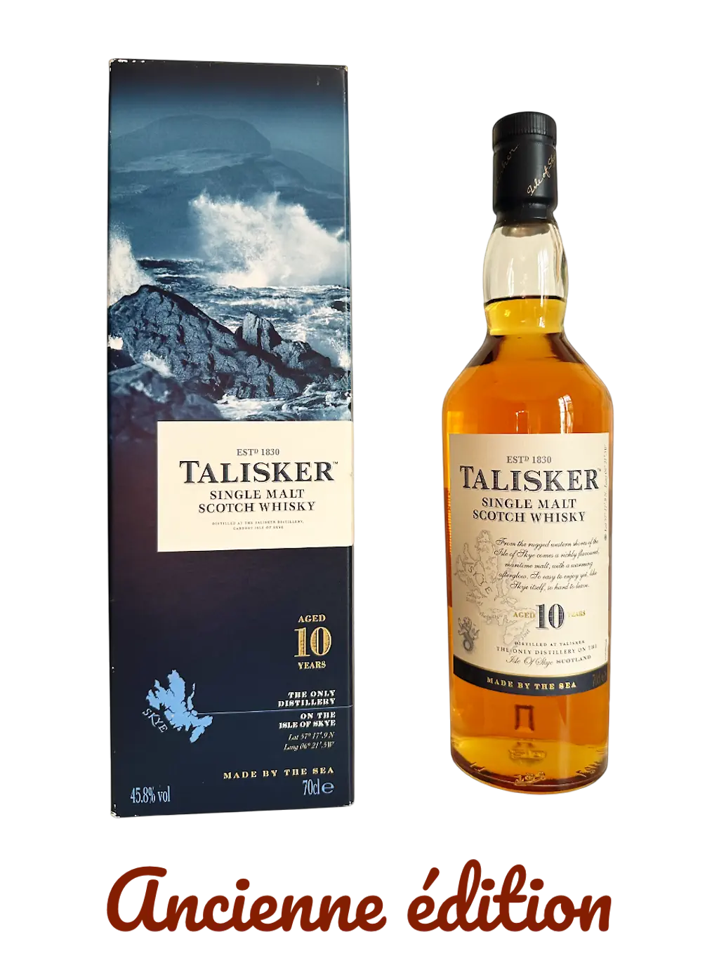 Talisker single malt Scotch whisky aged 10 years, the only distillery on the isle of skye