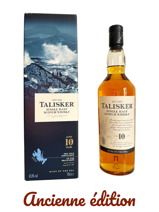 Talisker single malt Scotch whisky aged 10 years, the only distillery on the isle of skye